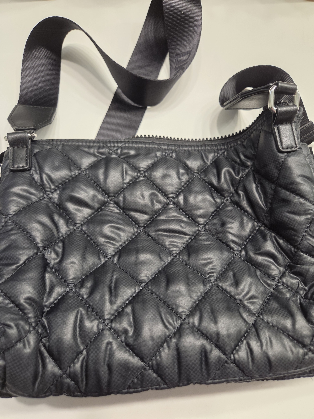 DKNY Quilted Nylon Crossbody Tote in Black - Picture 3 of 9